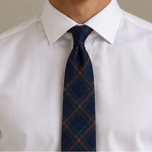 Luigi Borrelli Navy Tartan Silk Tie |Handcrafted in Italy
